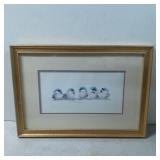 Framed Watercolor Print of Birds by V. Freitas