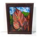 Framed Abstract Floral Oil Painting on Canvas