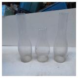 Three Clear Glass Oil Lamp Chimneys