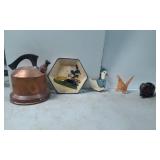 Decorative Items Including Copper Kettle, Ceramic