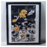 Framed Floral Print Featuring Yellow and White Dai
