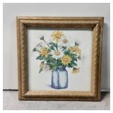 Framed Floral Still Life Painting with Gold-Toned