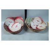 Two Wicker Baskets with Santa and Christmas-Themed