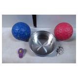 Pet Accessory Lot Featuring Toppaw Bowl, Clik-R Cl
