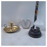 Miscellaneous Items: Brass Chamberstick, Horseshoe