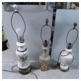Three Ceramic Table Lamps with Metal Hardware