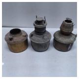 Three Brass and Metal Oil Lamp Parts with Decorati