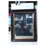 Rectangular Wood-Framed Mirror with Gilded Inner B