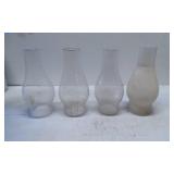 Four Clear and Frosted Glass Oil Lamp Chimneys