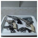 Six Metal Toy Cap Guns with Various Designs and Ha