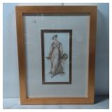 Framed Art Print Depicting Woman in Period Attire