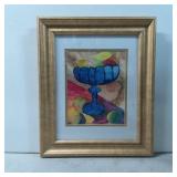 Framed Still Life Painting of a Compote with Fruit