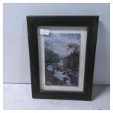 Framed Postcard with Scenic River Landscape