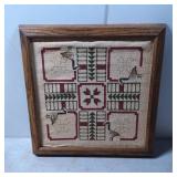 Framed Needlepoint Artwork with Bird and Geometric