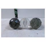 Three Faceted Glass Decorative Spheres