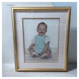 Framed Baby Portrait Photograph with Gold-Tone Fra