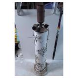 Metal Table Lamp Base with Floral Motif and Peelin