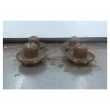 Four Metal Lamp Parts with Domed Tops and Mounting