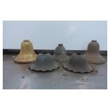 Five Assorted Metal Bell-Shaped Light Fixture Shad