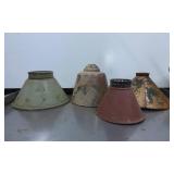 Four Vintage Metal Lampshades in Various Finishes