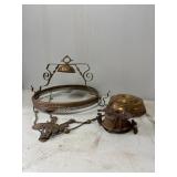 Oil Lamp Parts with Ornamental Brass Components an