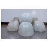 Six Frosted Glass Light Shades with Ribbed and Smo