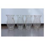Four Clear Glass Hurricane Lamp Shades with Ruffle