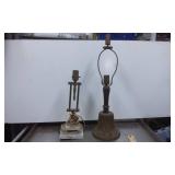 Two Vintage Table Lamp Bases with Metal and Stone