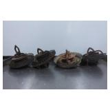 Four Cast Iron and Metal Sad Irons with Detachable