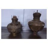 Ornate Metal Kerosene Lamp Bases with Decorative E