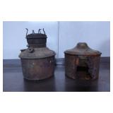 Two Vintage Metal Oil Lamps with Detachable Compon