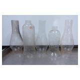 Five Clear Glass Lamp Chimneys