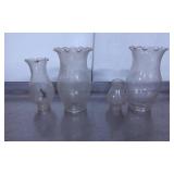 Four Clear Glass Hurricane Lamp Shades with Scallo