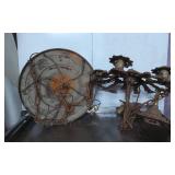 Rusted Metal Light Fixture Parts and Circular Base