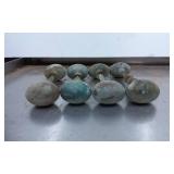 Five Antique Brass Door Knob Assemblies with Patin