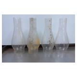 Four Clear Glass Kerosene Lamp Chimneys