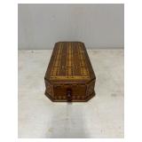 Wooden Inlaid Cribbage Board With Storage Compartm