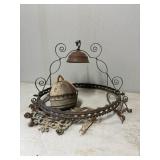 Metal Oil Lamp Parts, Including Crown, Font, and F