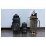 Three Vintage Lanterns: Brass and Metal Constructi