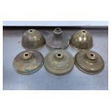 Six Brass Lamp Base Components with Varying Design