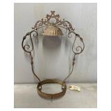 Ornate Metal Stand for Oil Lamp with Decorative Sc