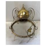 Brass Hanging Light Fixture with Glass Prisms and