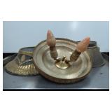 Vintage Metal and Glass Lamp Parts with Decorative