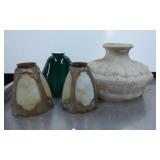 Four Vintage Glass and Metal Lamp Shades