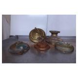 Five Metal Lamp Components Including Brass and Cop