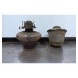 Glass Oil Lamp Bases with Metal Fittings