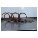 Rusted Metal Lamp Parts, Including Rings and Brack