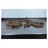 Rusted Metal Lamp Parts with Ornamental Details