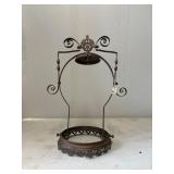 Victorian-Style Metal Oil Lamp Frame with Ornate S