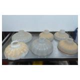 Six Fluted White Glass Light Shades